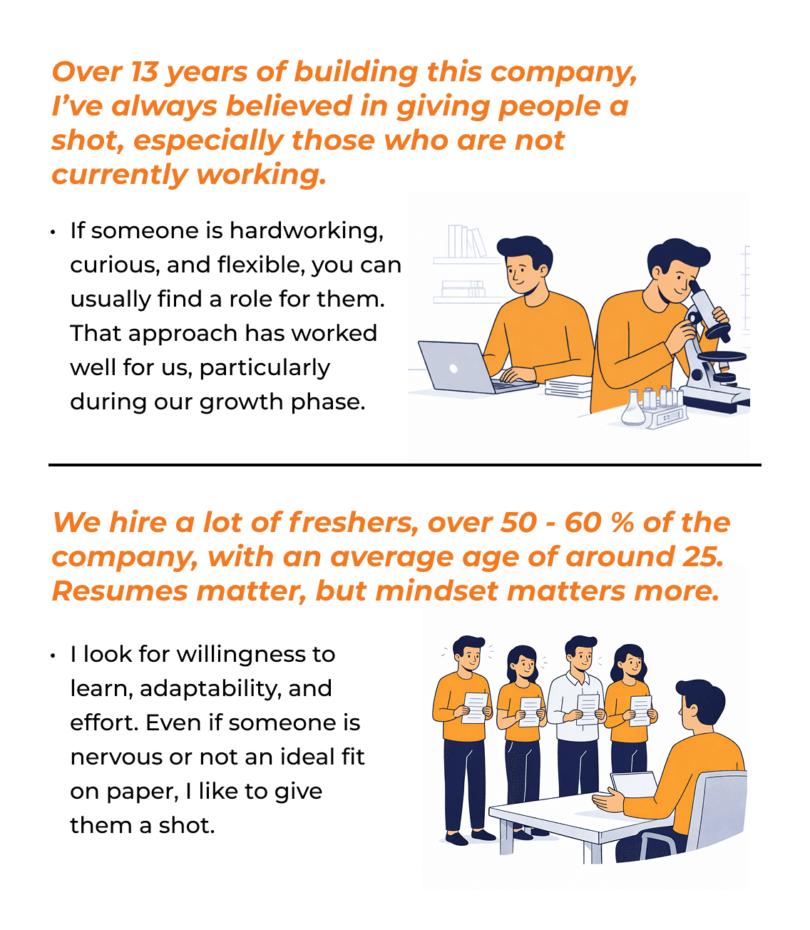 Over 13 years I've believed in giving people a shot; resumes matter but mindset matters more