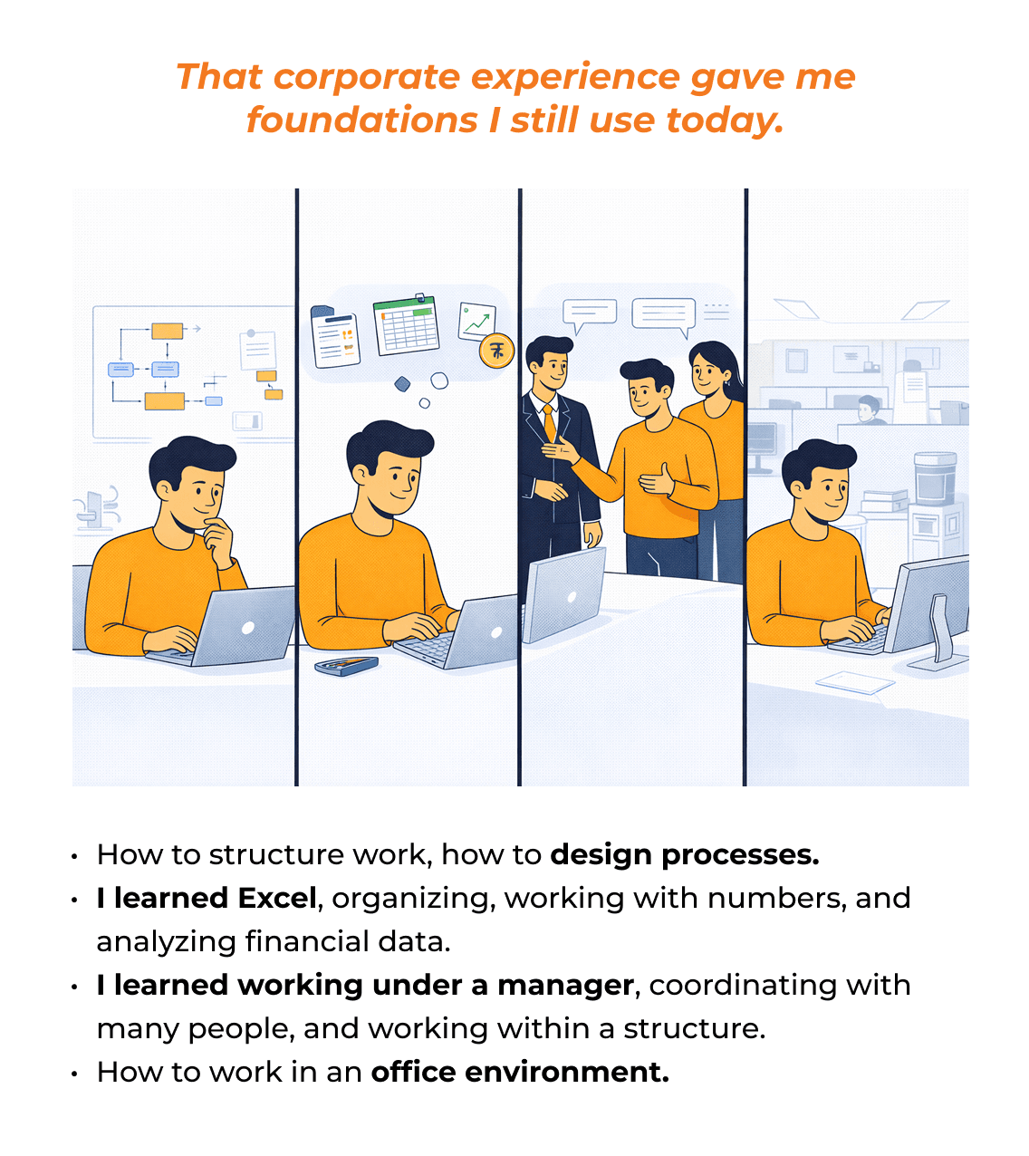 That corporate experience gave me foundations I still use today